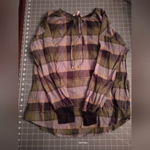 Plaid fleece blouse